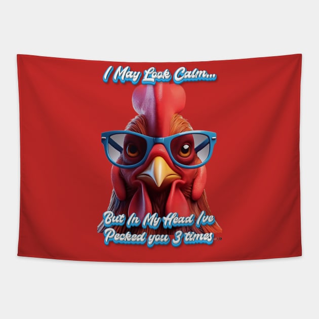 Rooster Pecked 3 Times by focusln Tapestry by Darn Doggie Club by focusln