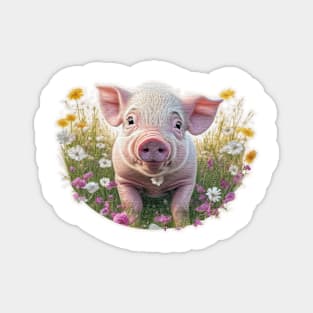 A Piglet in flower Magnet