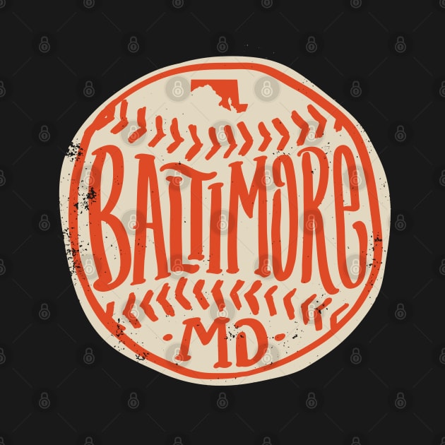 Hand Drawn Baseball for Baltimore with custom Lettering by goodwordsco