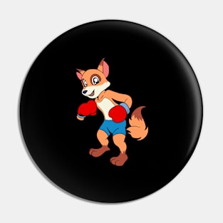 With boxing gloves in boxing ring - cartoon fox boxer Pin