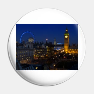 London eye and Big Ben by night, London, England Pin