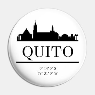 QUITO ECUADOR BLACK SILHOUETTE SKYLINE ART Pin