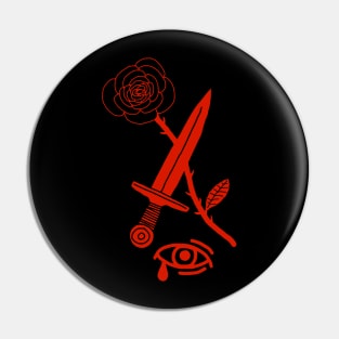 Rose, Dagger & Eye (Red) Pin