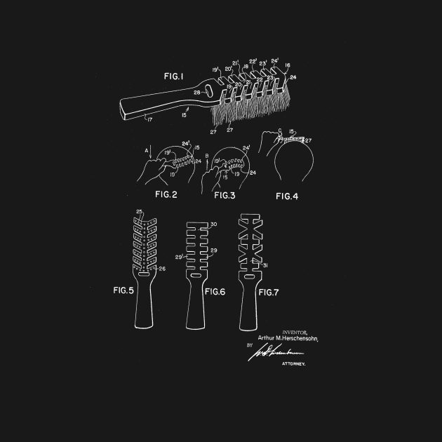 Hair Brushes Vintage Patent Drawing by TheYoungDesigns