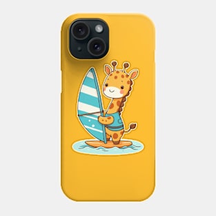 Cute giraffe Windsurfing Phone Case