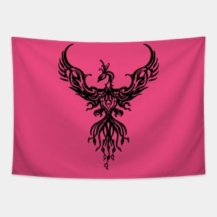 Phoenix Fantasy Fire Bird Tribal Style Art Black Tapestry