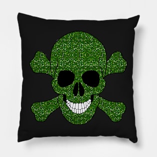 Faux Green Glitter Skull And Crossbones Pillow