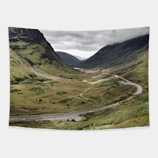 The A82 road sweeps through Glencoe, Highlands of Scotland Tapestry