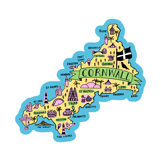 Cornwall Map by SarahWIllustration