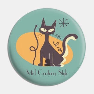 Mid Century Cat Illustration Pin