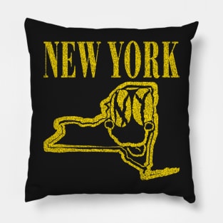 New York Grunge Smiling Face Black Background Pillow