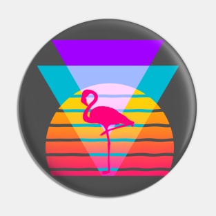 Pink Flamingo 80s Nostalgia Retro Graphic Pin