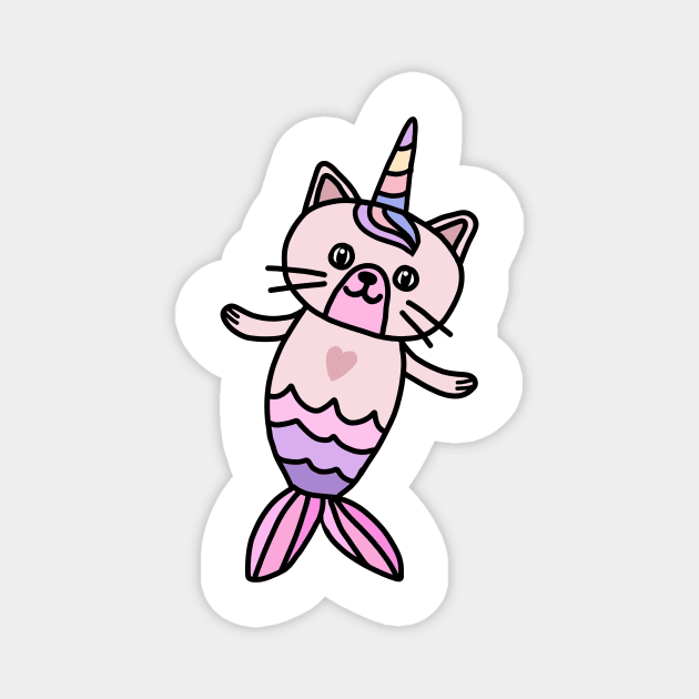 Cute Cat Mermaid Unicorn Fish Magnet by dukito