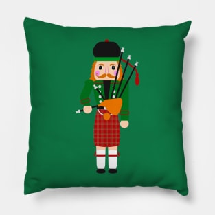 Scottish Bagpiper Nutcracker Christmas Print Pillow