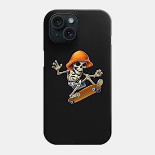 Skeleton Skater on Skateboard Halloween Pumpkin Phone Case