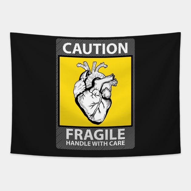 Caution Fragile Heart Tapestry by TeeeeeeTime