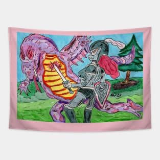 Woman Knight Slays the Dragon Tapestry