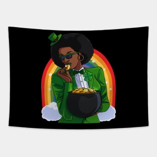 African American Leprechaun St. Patricks Day Tapestry