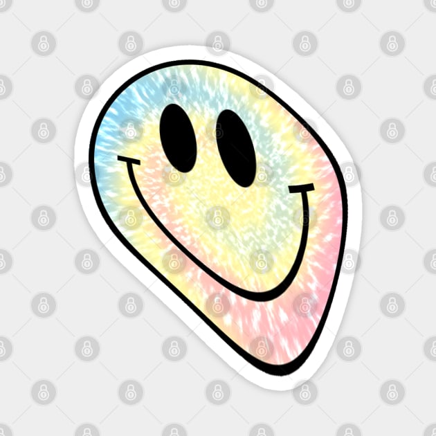 Trippy Psychedelic Smile Face Tie Dye Magnet by julieerindesigns