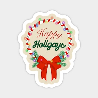 Happy Holidays Christmas Wreath T Shirt Design Magnet