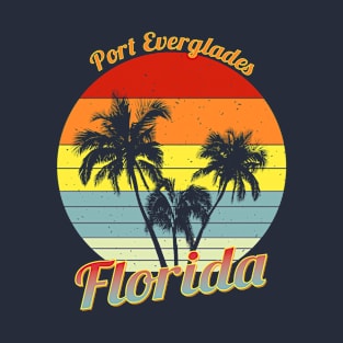 Port Everglades Florida Retro Tropical Palm Trees Vacation T-Shirt