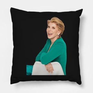 Christine Baranski Laughing in Sea Green Pillow