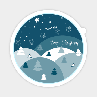 Merry Christmas Round Sign Magnet
