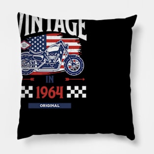 vintage 1964 60th birthday motorcycle tee for men Pillow