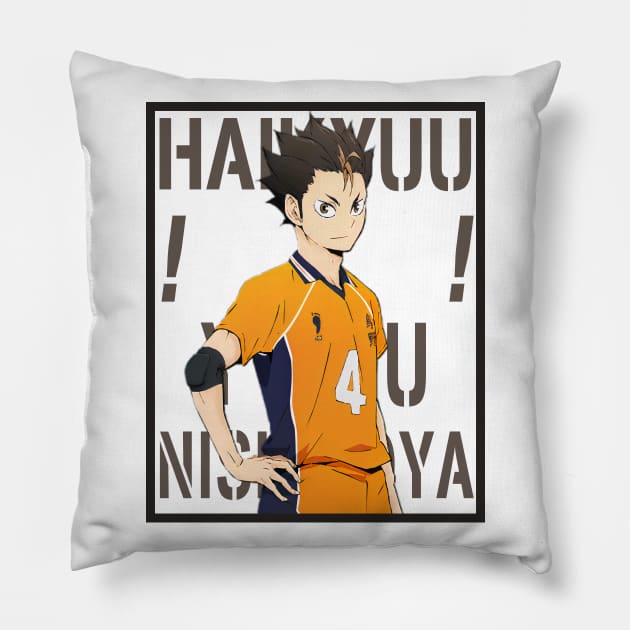 Haikyuu!!: Yu Nishinoya with Colored Background Text Pillow by InalZ