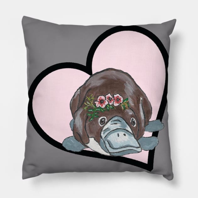 Platypus love Pillow by Round-m-up