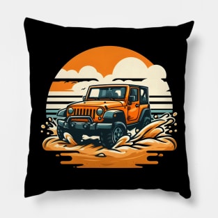 Jeep Wrangler Orange JK Beach Pillow