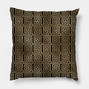 Black and Gold Foil Vintage Art Deco Key Pattern Pillow