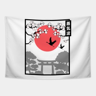 Vaporwave Aesthetic 80s Retro Japan Art Rising Sun Tapestry