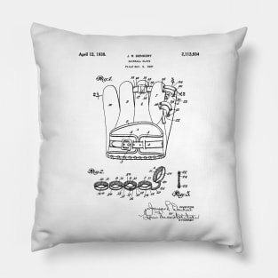 Baseball Glove Patent - Baseball Art - Black And White Pillow