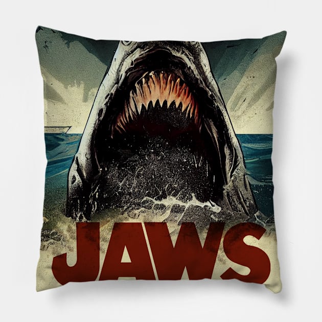 Jaws Movie Poster Pillow by Nonconformist