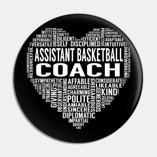 Assistant Basketball Coach Heart Pin