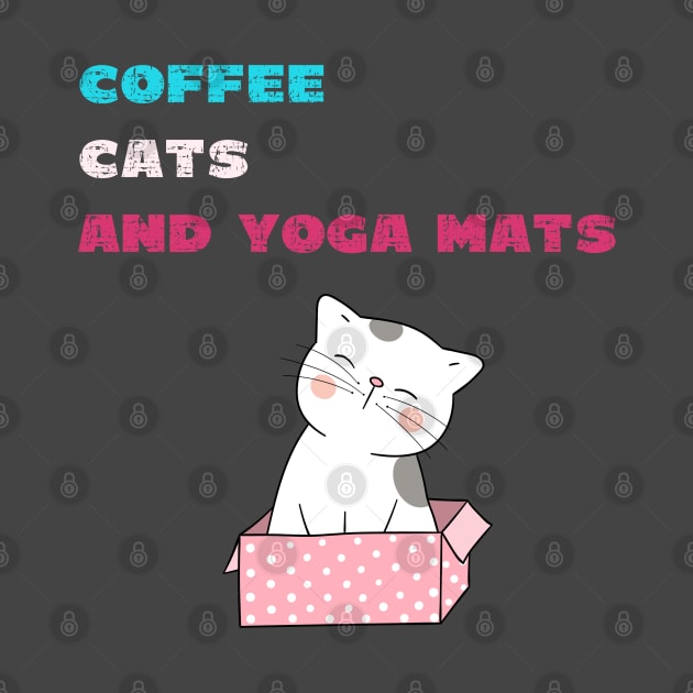 Coffee cats and yoga mats funny yoga and cat drawing by Red Yoga