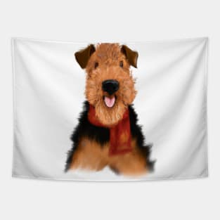 Cute Airedale Terrier Drawing Tapestry