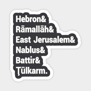 Hebron& Rāmallāh& East Jerusalem& Nablus& Battir& Tūlkarm. - Back Magnet