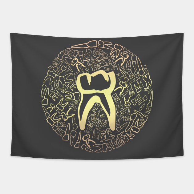 tooth circular pattern Tapestry by Mapunalajim