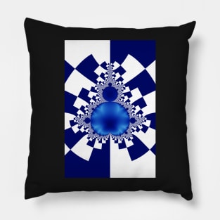 Mandelbrot Decomposition Blue & White 001 Pillow