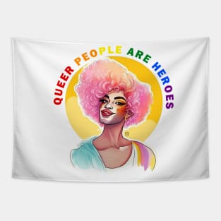 Queer People are Heroes Tapestry