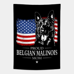 Proud Belgian Malinois Mom American Flag patriotic gift dog Tapestry