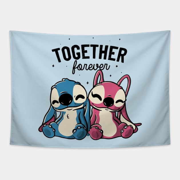 Together Forever Cute Lover Gift Tapestry by eduely