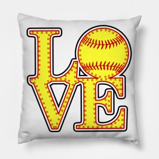 Softball Fastpitch LOVE Stitched Outline 2023 Pillow