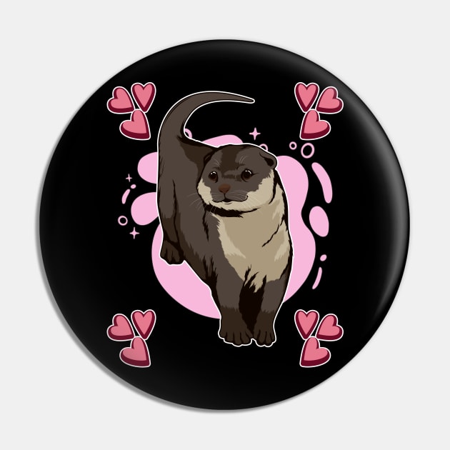 Sea Otter Pink Heart Design Otter Pin by TheTeeBee