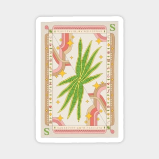 Sansevieria Trifasciata Snake Plant Illustration with Playing Card Design for Plant Mom Plant Daddy Magnet