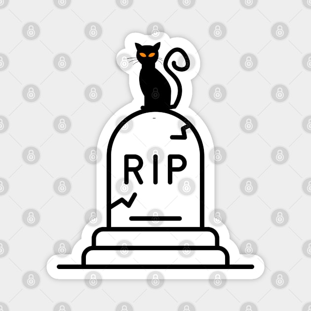 Halloween Black Cat on Gravestone Magnet by The Wonder View