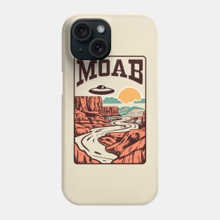 Moab Desert Canyon Retro UFO Illustration - Vintage Extraterrestrial Art Phone Case