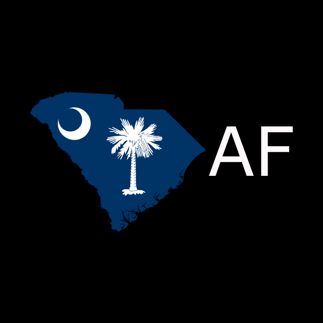 South Carolina Flag State Outline AF (white) by Big Term Designs